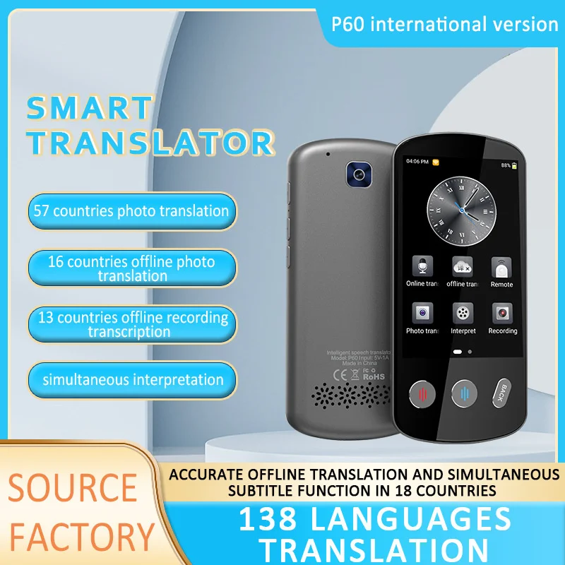 Portable Translator Device - P60 Portable Audio Translator 138 Language