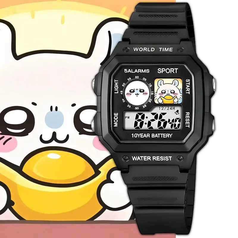 Digital Alarm Clock - Cute Chiikawa Printed Square Digital Cartoon